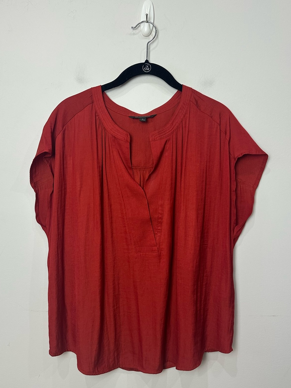 Banana Republic Split Neck Dolman Sleeve Top Blouse Red